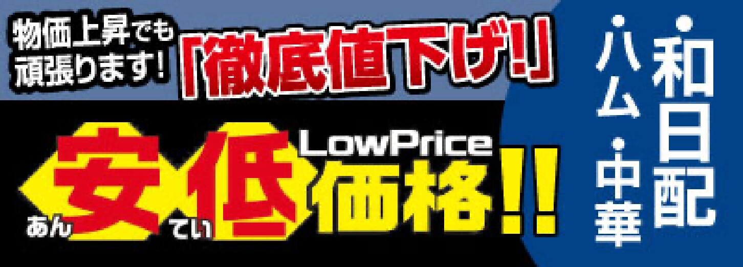 物価上昇でも頑張ります！徹底値下げ！安低価格！！和日配・ハム・中華がお買い得！
